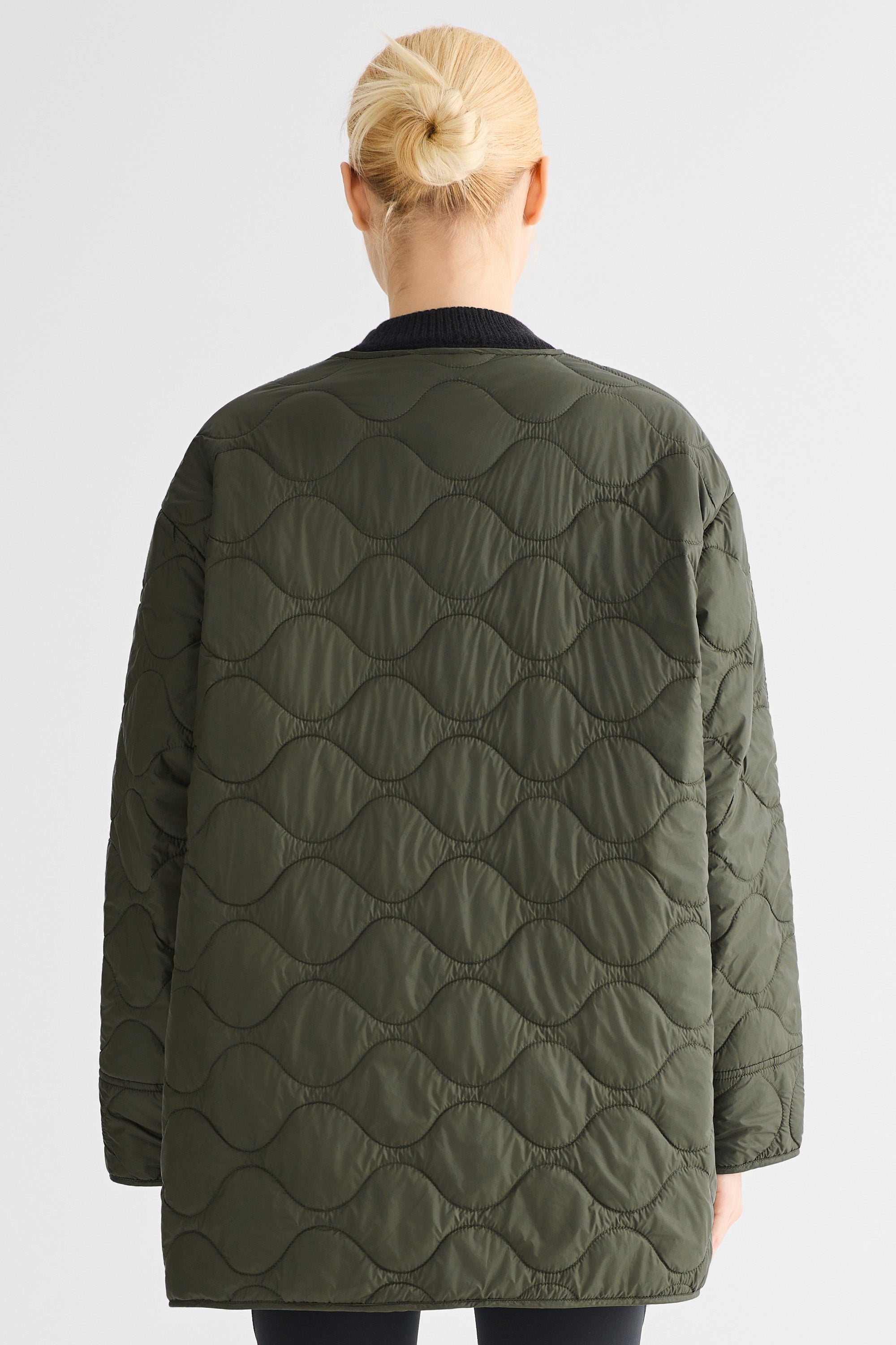 Oversized Quilted Drop-Shoulder Jacket Orolay #color_olive