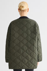 Oversized Quilted Drop-Shoulder Jacket Orolay #color_olive