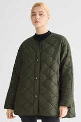 Oversized Quilted Drop-Shoulder Jacket Orolay #color_olive