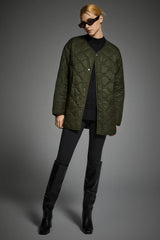 Oversized Quilted Drop-Shoulder Jacket Orolay #color_olive