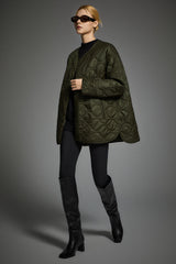 Oversized Quilted Drop-Shoulder Jacket Orolay #color_olive