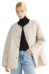 Oversized Quilted Drop-Shoulder Jacket Orolay #color_beige