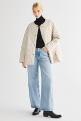 Oversized Quilted Drop-Shoulder Jacket Orolay #color_beige