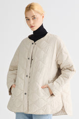Oversized Quilted Drop-Shoulder Jacket Orolay #color_beige