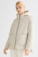 Oversized Quilted Hooded Drop-Shoulder Jacket OROLAY #color_beige