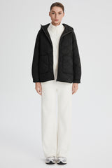 Oversized Quilted Hooded Drop-Shoulder Jacket OROLAY #color_black