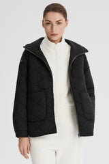 Oversized Quilted Hooded Drop-Shoulder Jacket OROLAY #color_black
