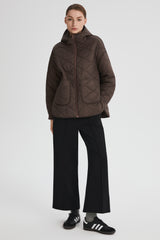 Oversized Quilted Hooded Drop-Shoulder Jacket OROLAY #color_coffee