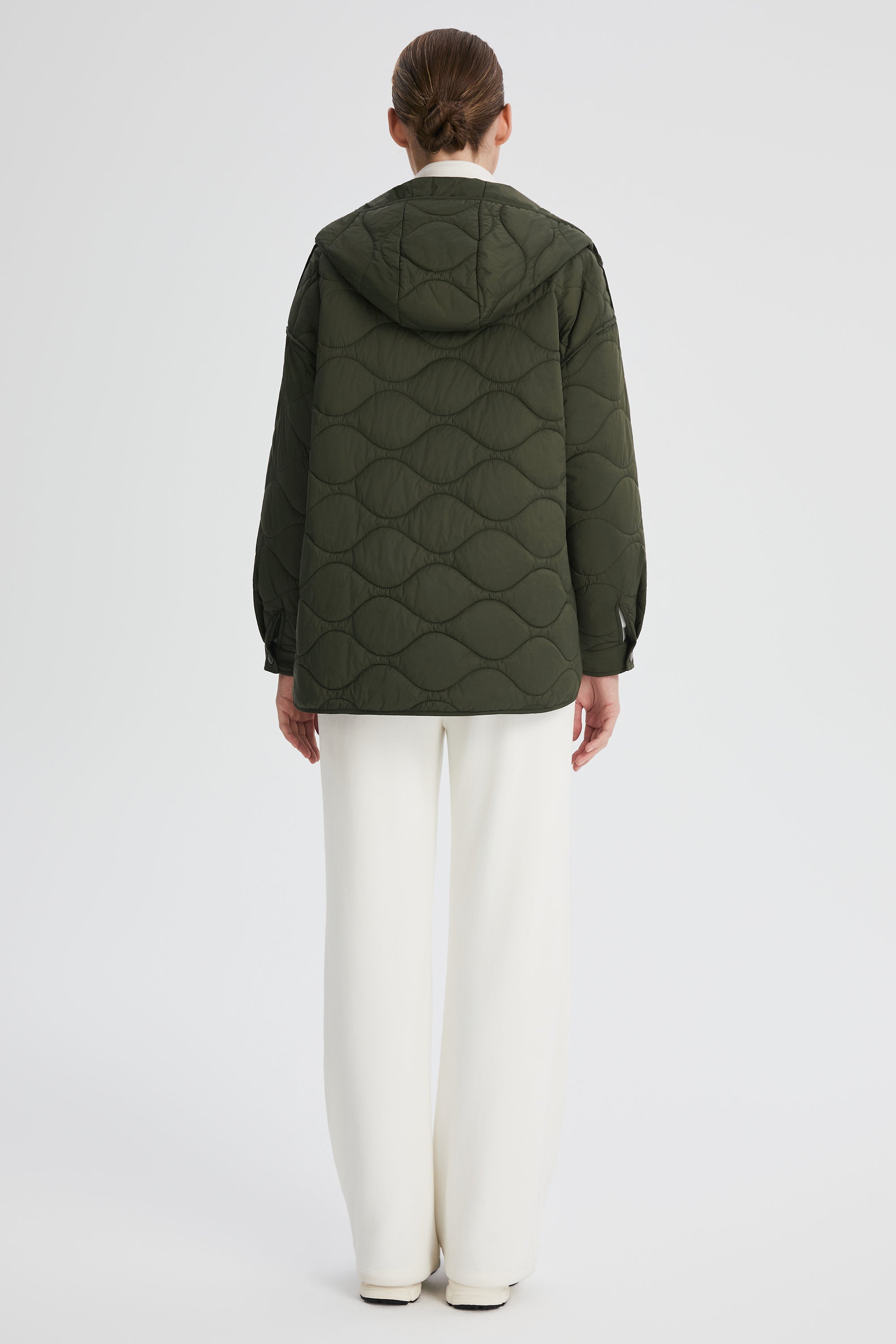 Oversized Quilted Hooded Drop-Shoulder Jacket OROLAY #color_olive