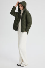 Oversized Quilted Hooded Drop-Shoulder Jacket OROLAY #color_olive