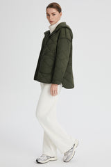 Oversized Quilted Hooded Drop-Shoulder Jacket OROLAY #color_olive