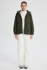 Oversized Quilted Hooded Drop-Shoulder Jacket OROLAY #color_olive