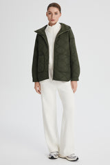 Oversized Quilted Hooded Drop-Shoulder Jacket OROLAY #color_olive