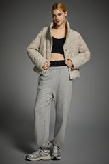 Oversized Quilted Raglan Sleeve Lightweight Jacket #color_beige