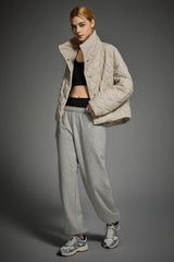 Oversized Quilted Raglan Sleeve Lightweight Jacket #color_beige