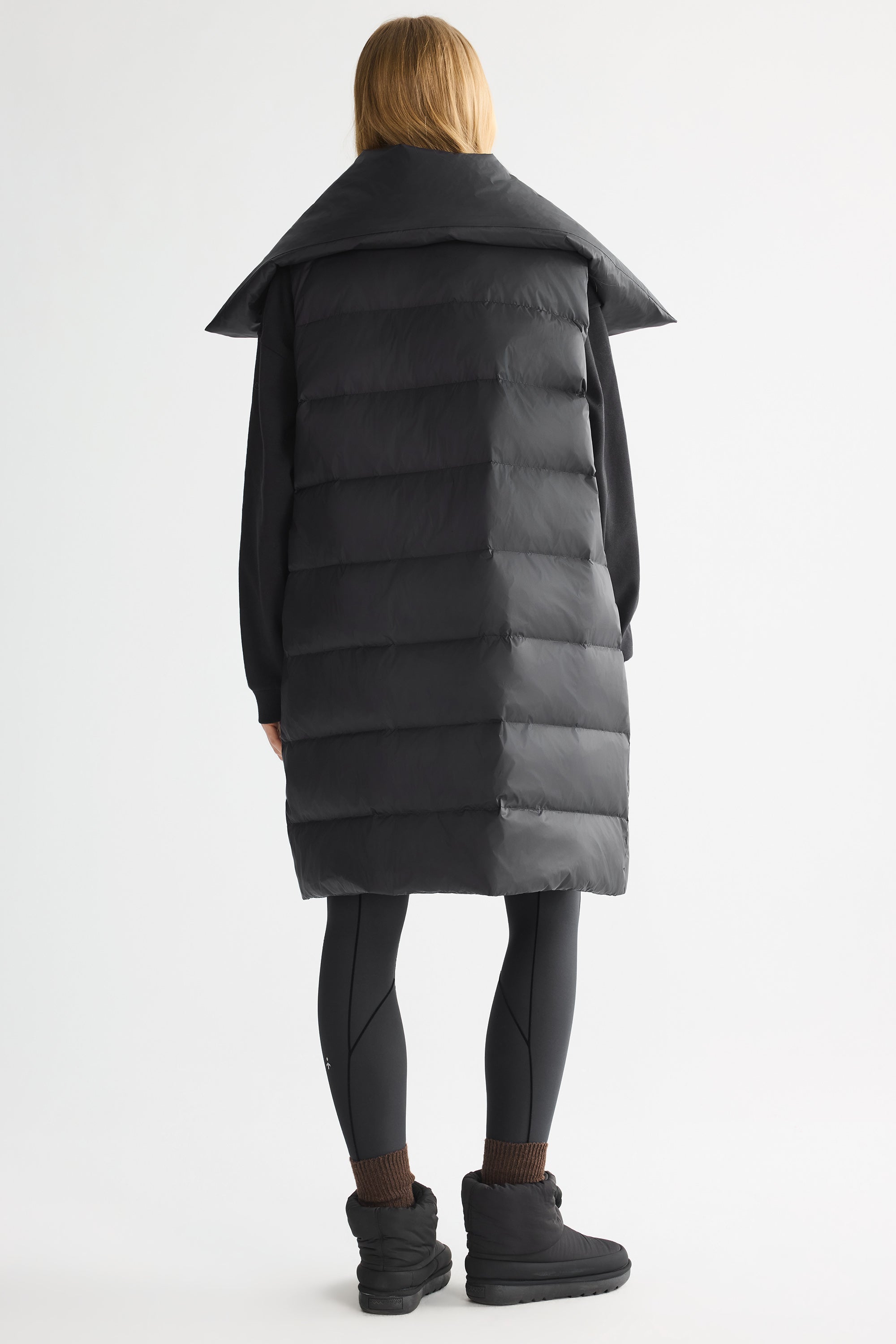 Orolay-Oversized Collar Puffer Down Vest-#color_Black