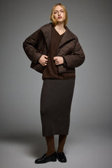 Oversized Quilted Raglan Sleeve Lightweight Jacket #color_coffee