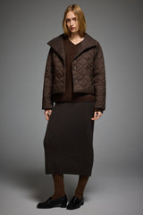 Oversized Quilted Raglan Sleeve Lightweight Jacket #color_coffee