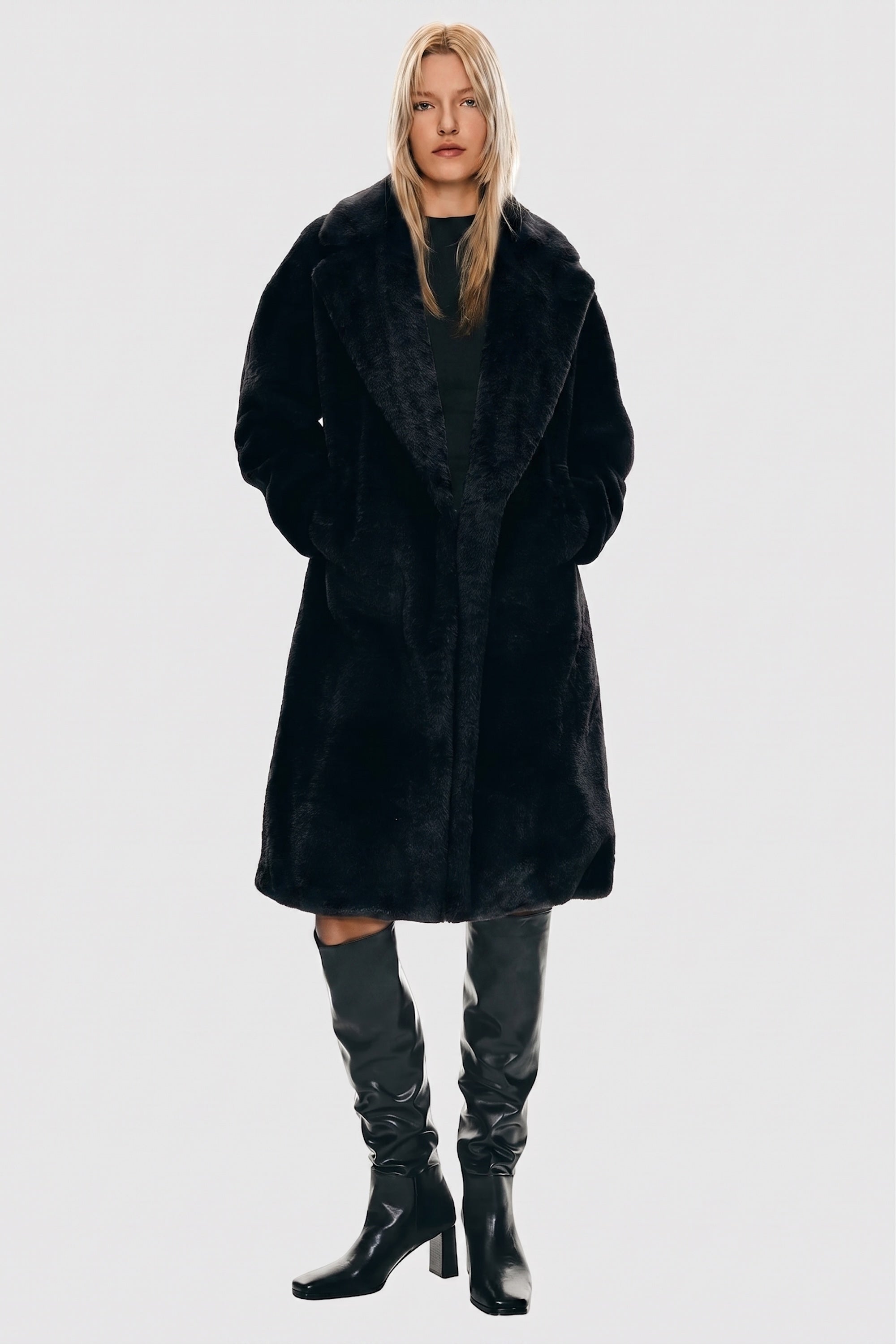 Orolay-Long Teddy Coat-#color_black