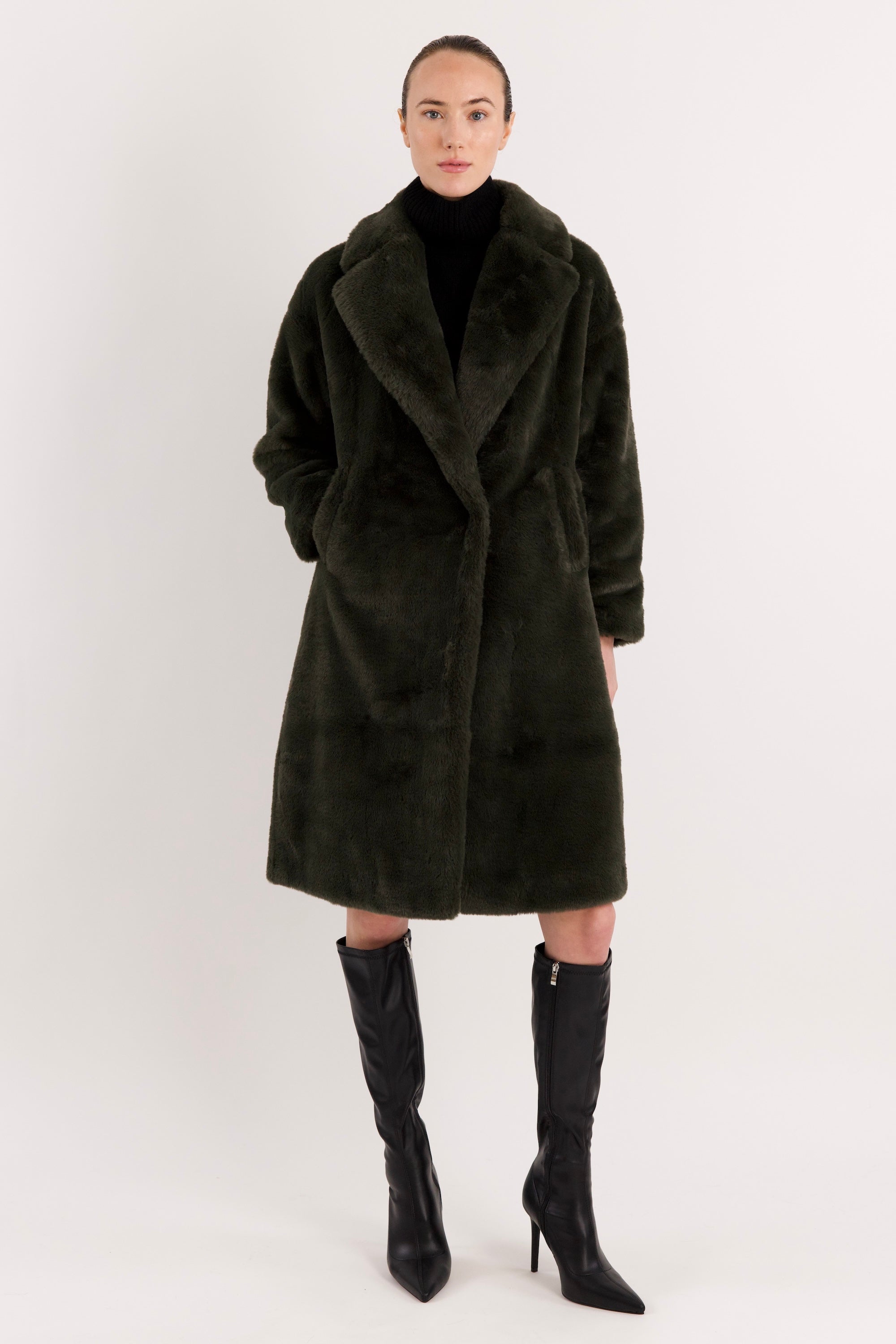 Orolay-Long Teddy Coat-#color_army green