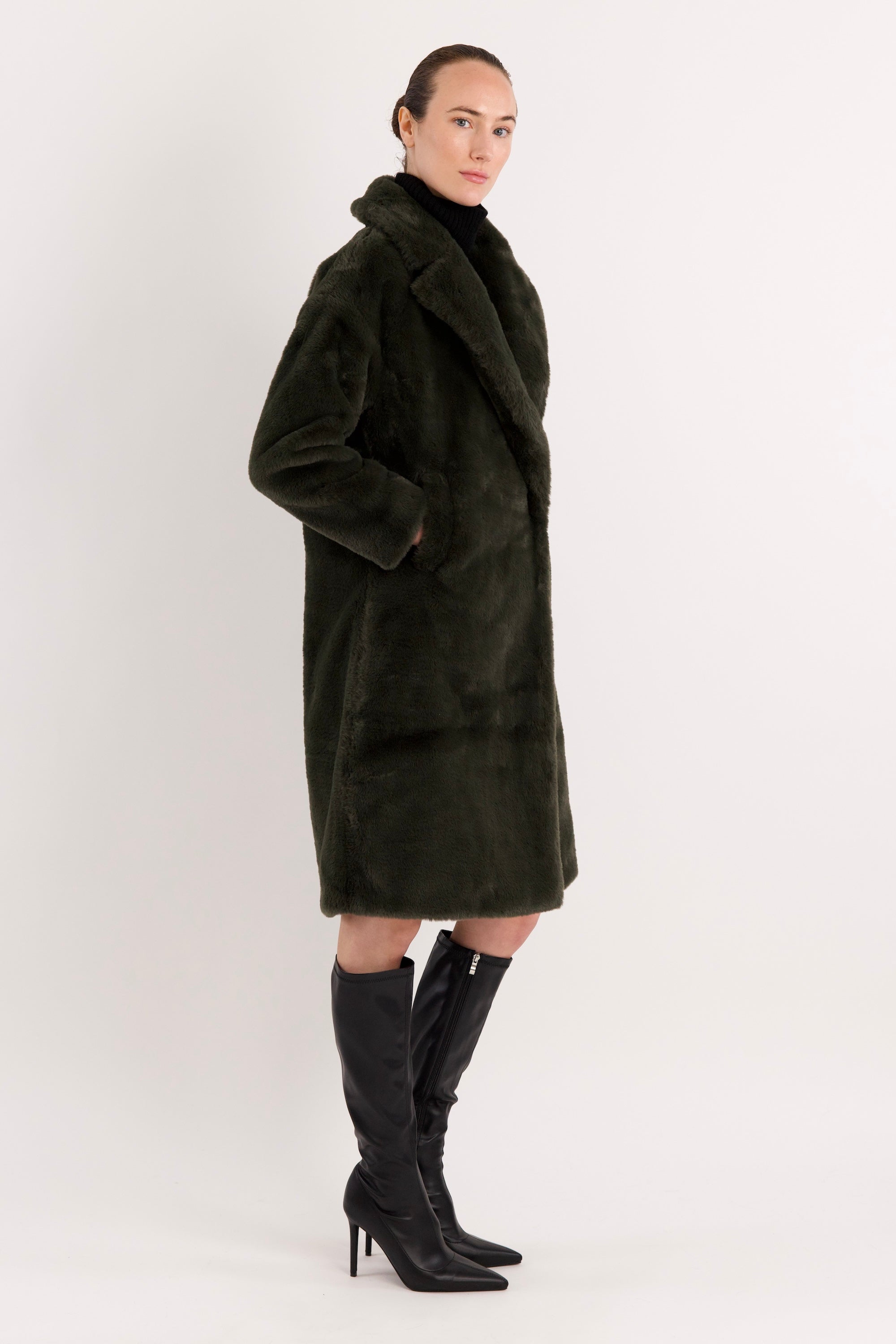 Orolay-Long Teddy Coat-#color_army green