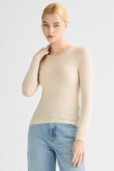 Padded Knit T-shirt OROLAY #color_beige