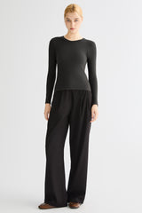 Padded Knit T-shirt OROLAY #color_black