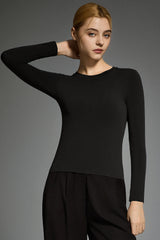 Padded Knit T-shirt OROLAY #color_black