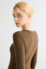 Padded Knit T-shirt OROLAY #color_brown
