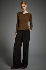 Padded Knit T-shirt OROLAY #color_brown