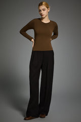 Padded Knit T-shirt OROLAY #color_brown