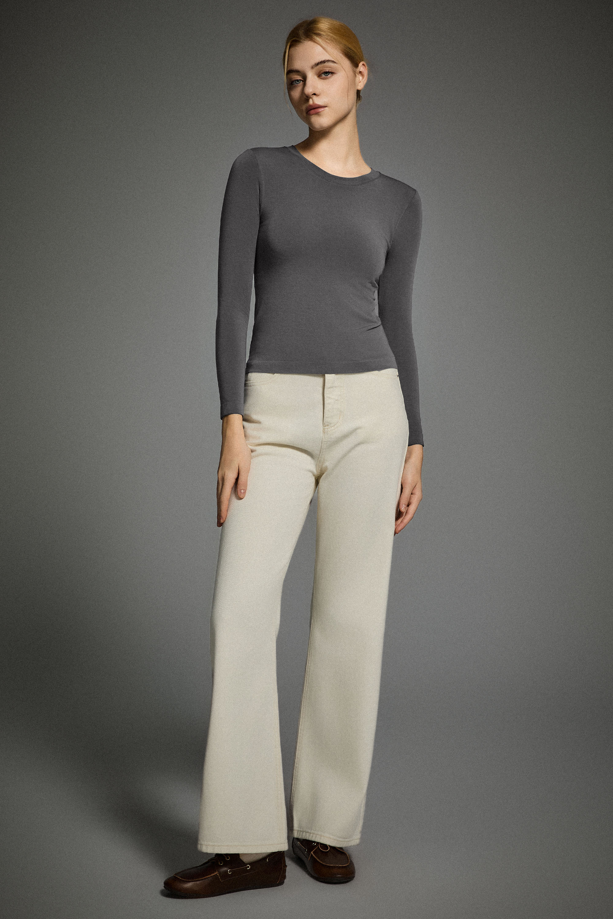 Padded Knit T-shirt OROLAY #color_gray