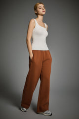 Padded Ribbed Wide-Strap Crew Tank orolay #color_white