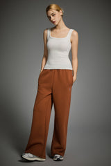 Padded Ribbed Wide-Strap Crew Tank orolay #color_white