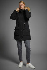 Orolay-Thickened Fleece Lined Parka-#color_Black