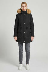 Orolay-Thickened Fleece Lined Parka-#color_Black