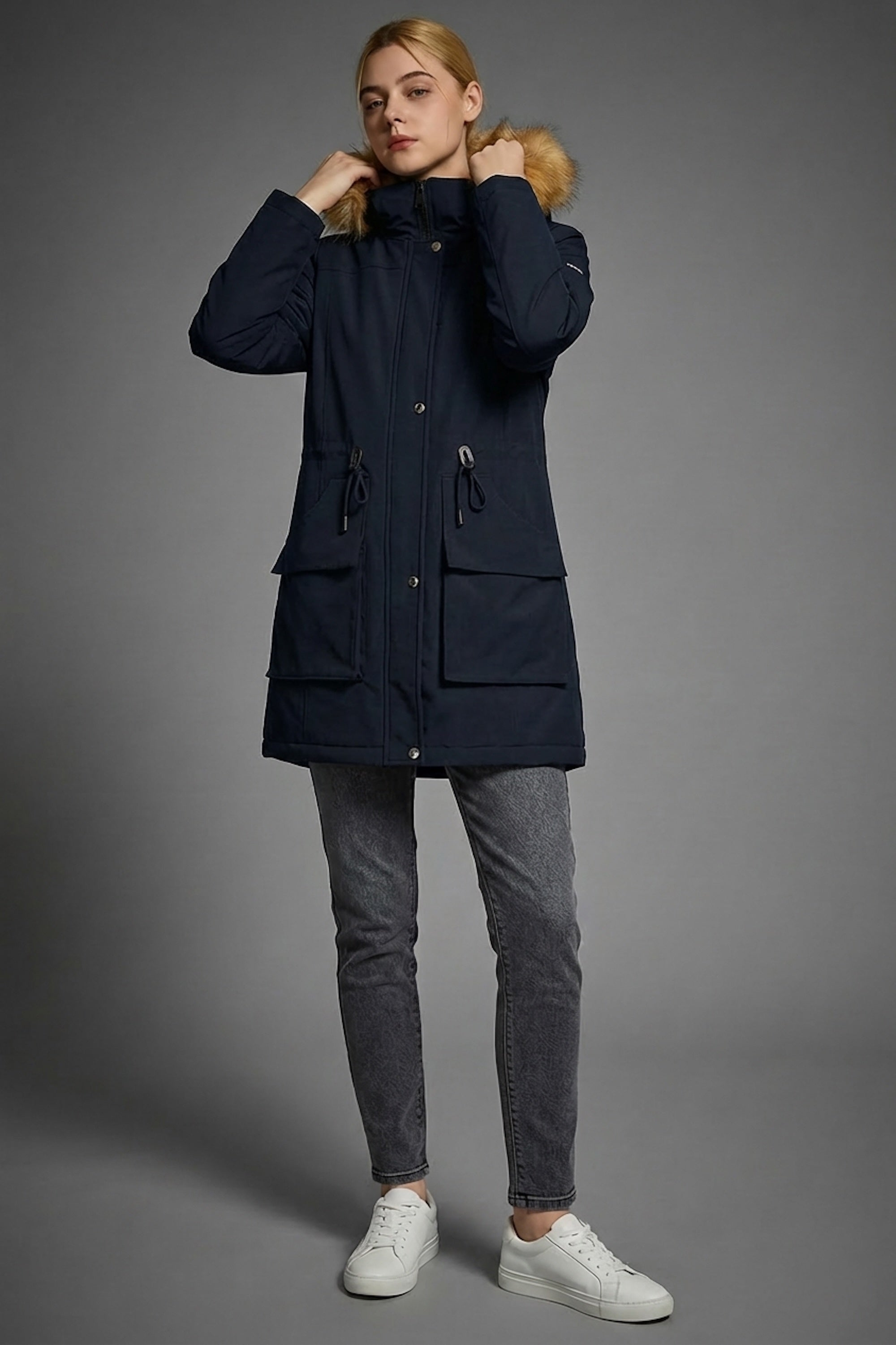 Orolay-Thickened Fleece Lined Parka-#color_Pageant Blue