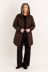 Parka-Drawstring Waist Fleece - Lined Parka - Orolay, #color_coffee