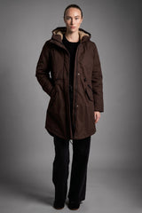 Parka-Drawstring Waist Fleece - Lined Parka - Orolay, #color_coffee