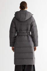 Full-Length Belted Hooded Down Jacket Orolay #color_darkgray
