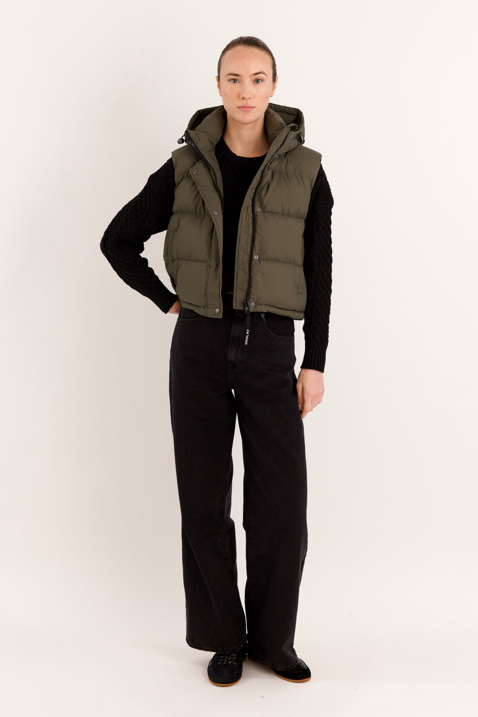 Orolay-Aurora Hooded Puffer Vest-#color_ARMY green