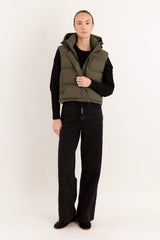 Orolay-Aurora Hooded Puffer Vest-#color_ARMY green