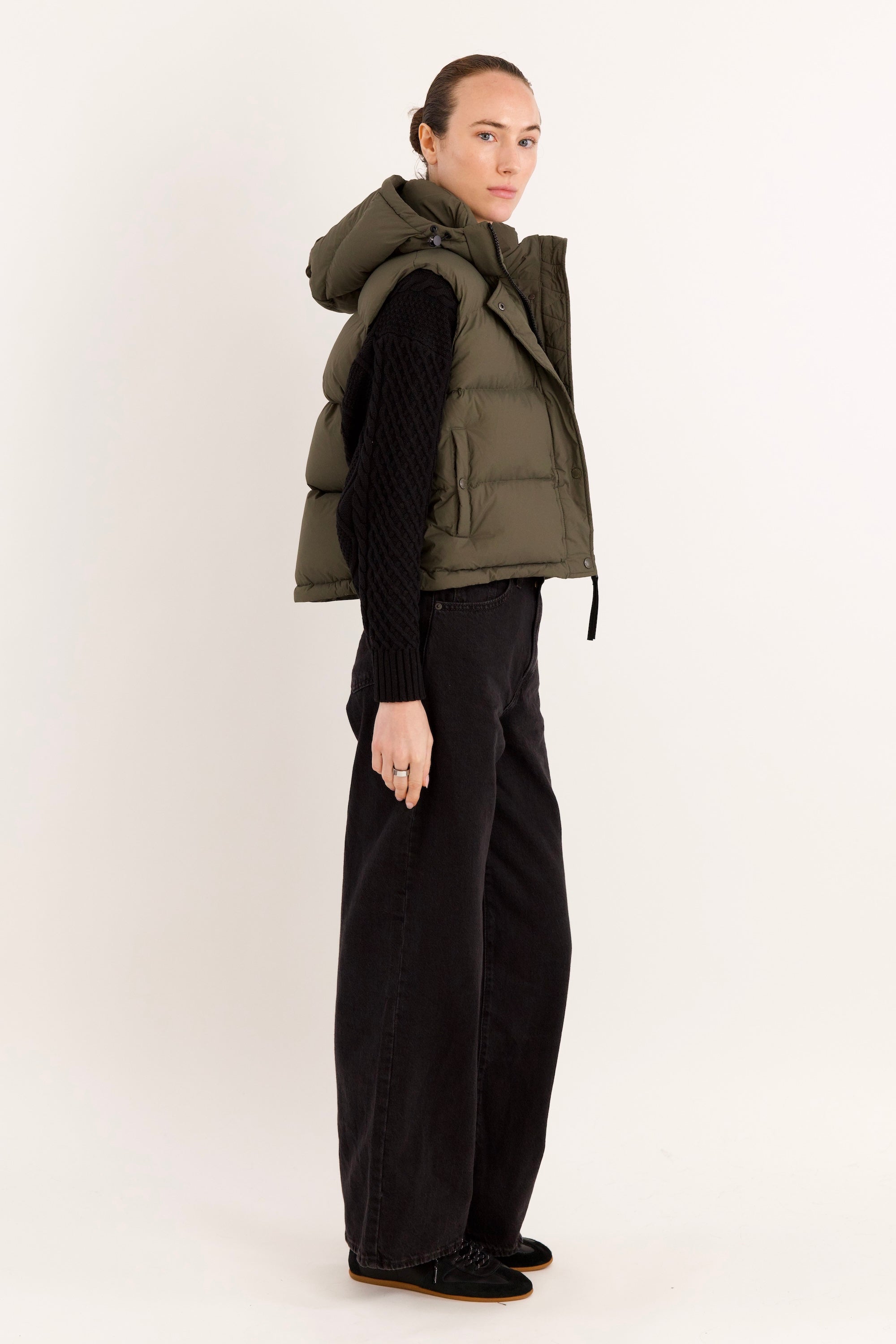 Orolay-Aurora Hooded Puffer Vest-#color_ARMY green