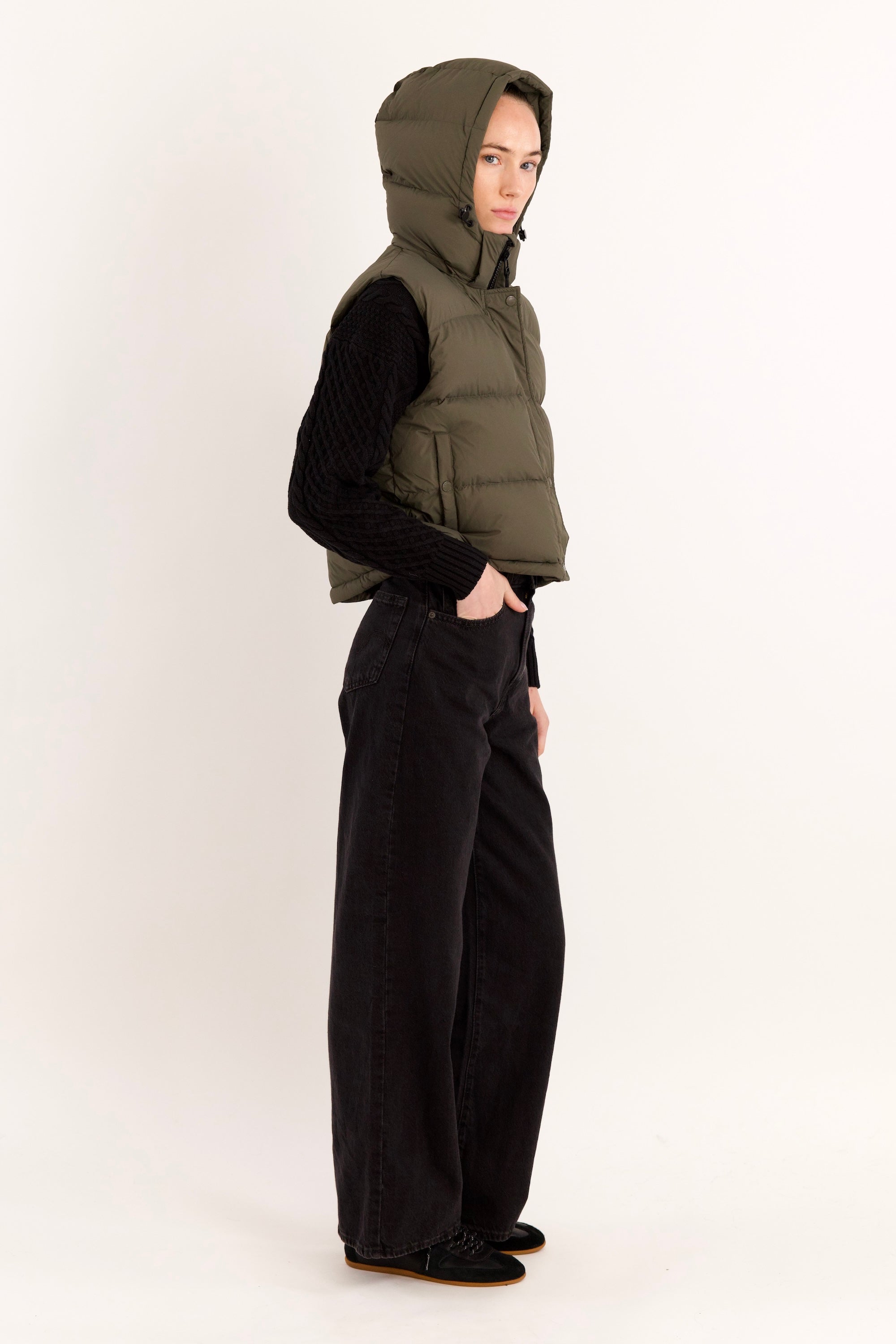 Orolay-Aurora Hooded Puffer Vest-#color_ARMY green