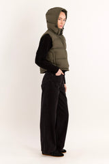 Orolay-Aurora Hooded Puffer Vest-#color_ARMY green