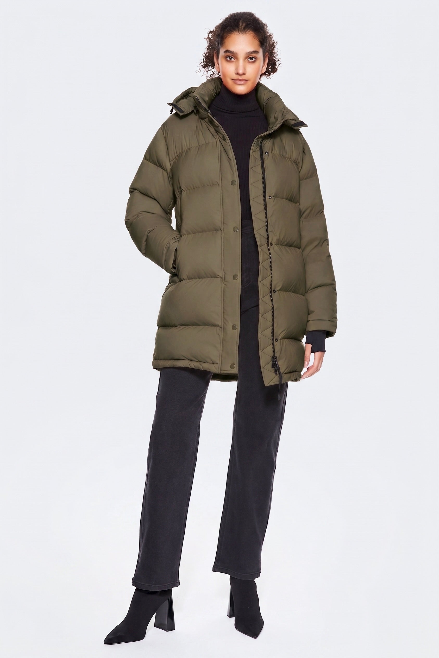 Orolay-Aurora Detachable Hood Down Puffer-#color_army green