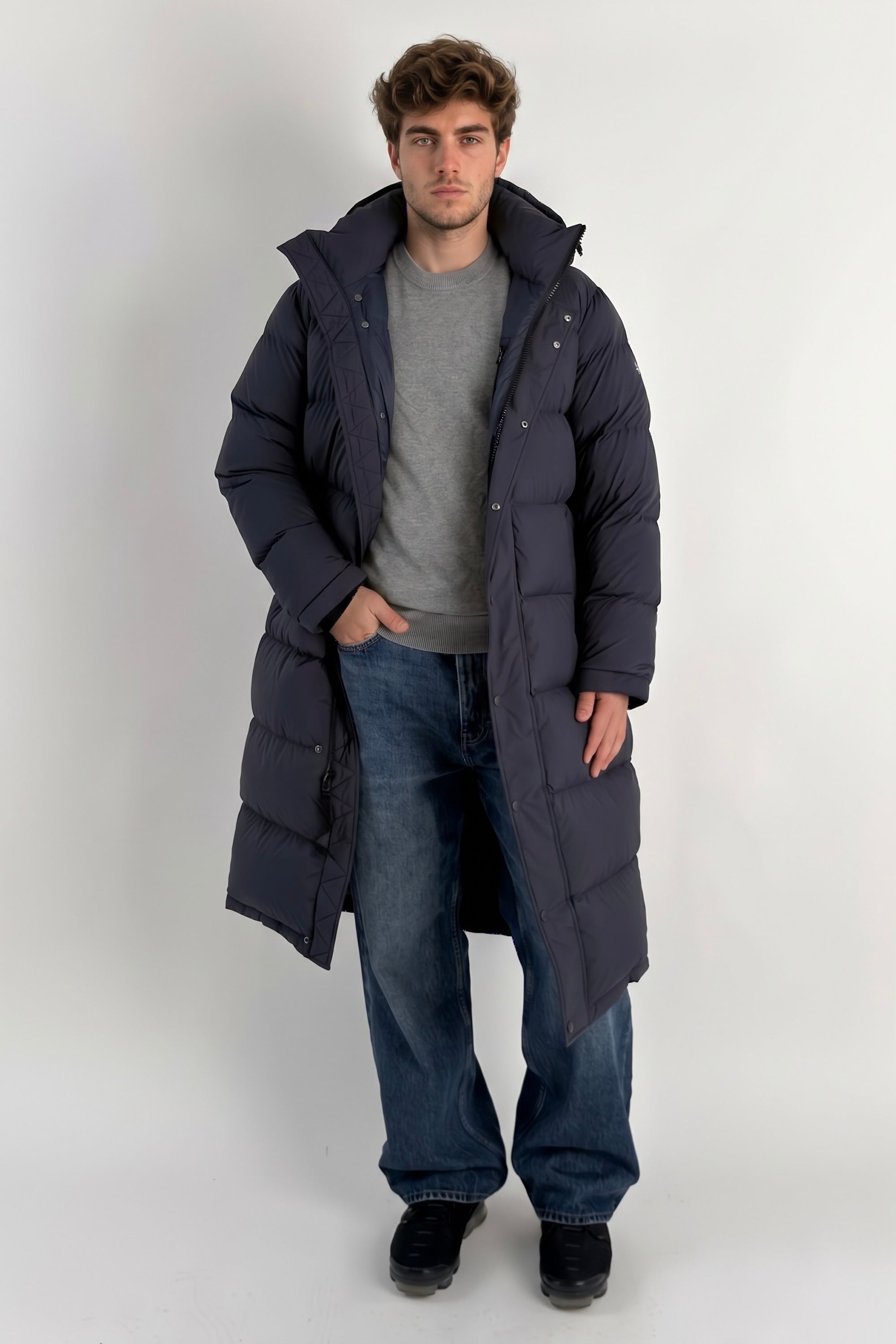 Puff-O® Men Long Down Puffer Jacket #color_navy