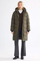 Orolay-Aurora Long Detachable Hooded Down jacket #color_army green