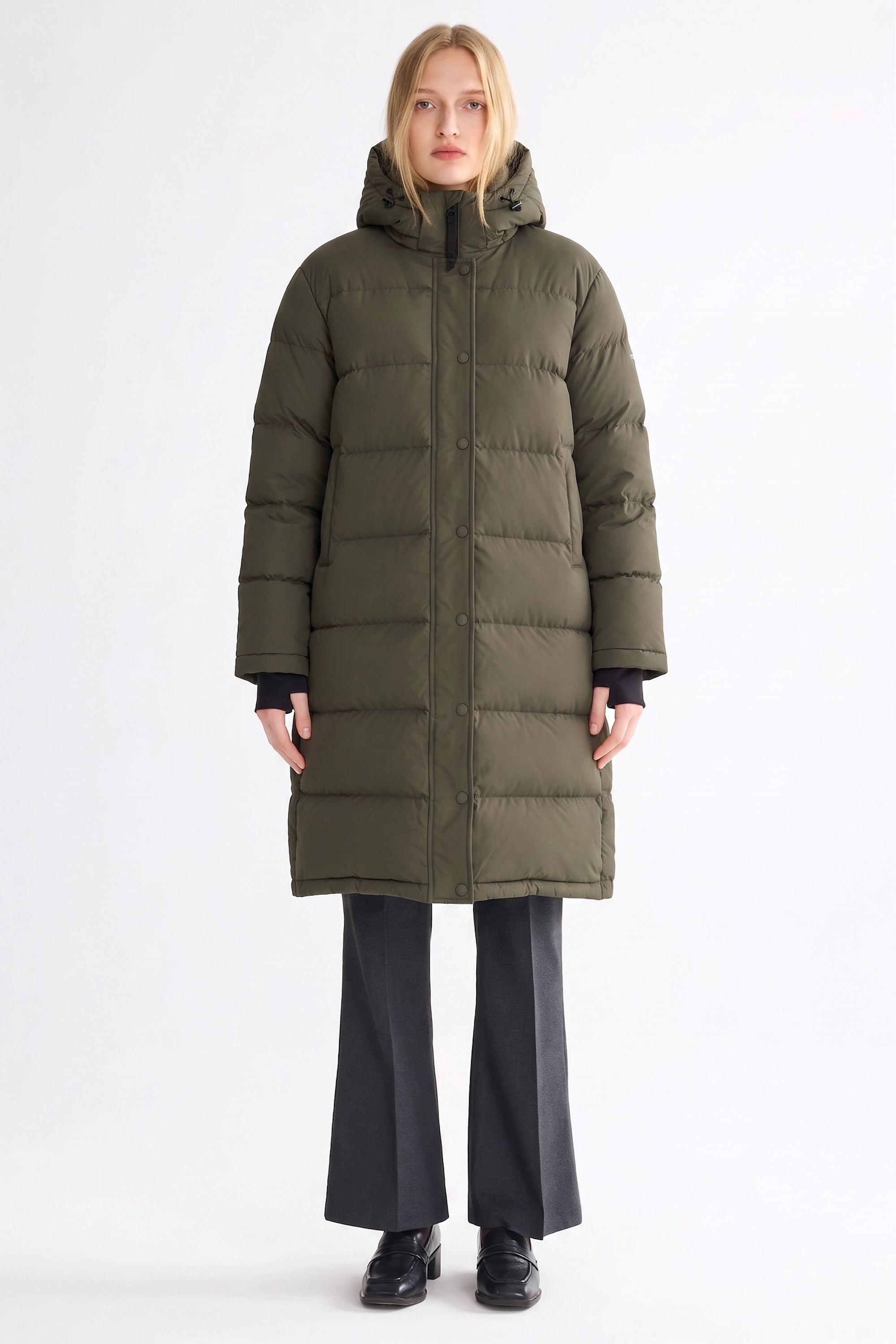 Orolay-Aurora Long Detachable Hooded Down jacket #color_army green