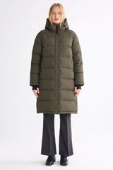 Orolay-Aurora Long Detachable Hooded Down jacket #color_army green